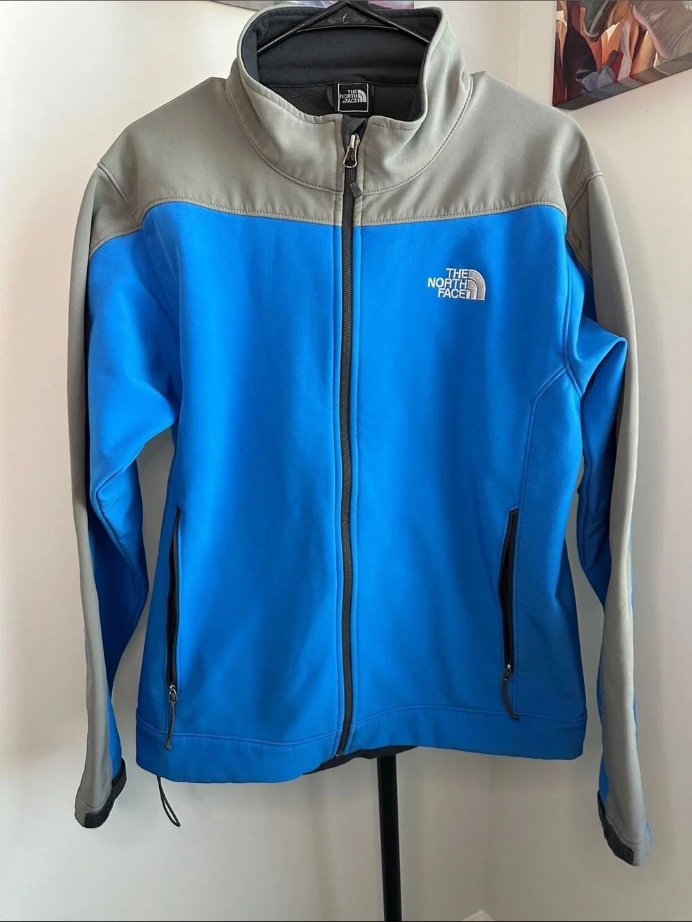 The North Face Blue and Gray Softshell Jacket